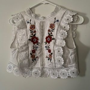 F21 Embroidered Crop Top size S